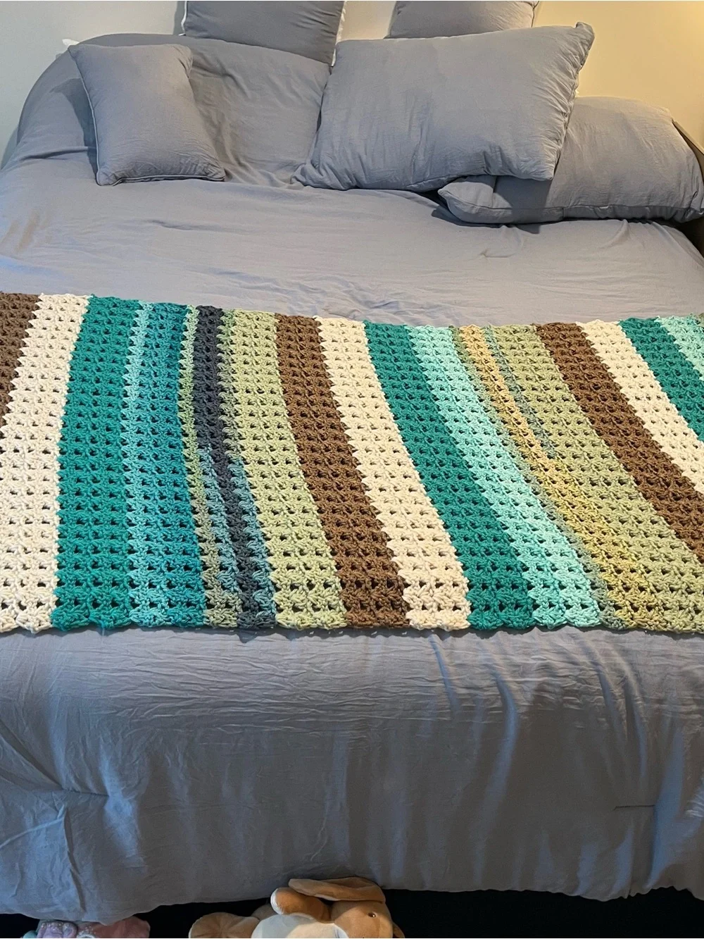 Crochet Throw earth tone‎ afghan Cottage-core 70s vibe Handmade Striped